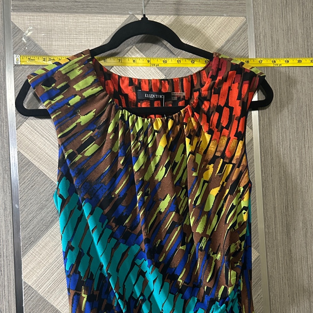 Ellen Tracy Multicolor Abstract Midi Dress